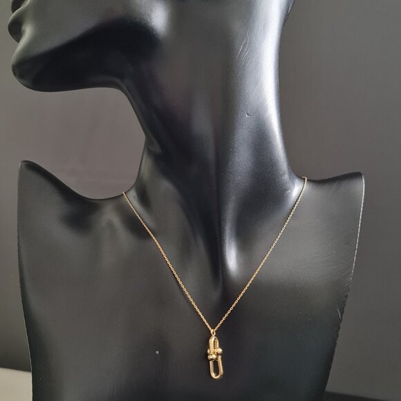 18k gold chain with inseparable hardware pendant - Picture 1 of 16